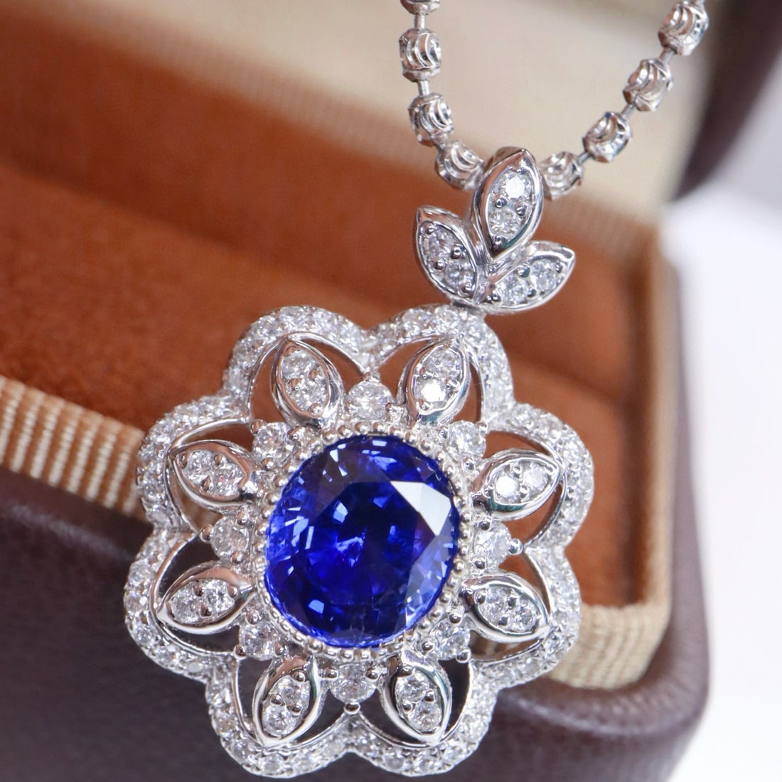 14k Gold 2.36 Ctw Natural Sapphire & Diamond Pendant( Without Chain ) - 5