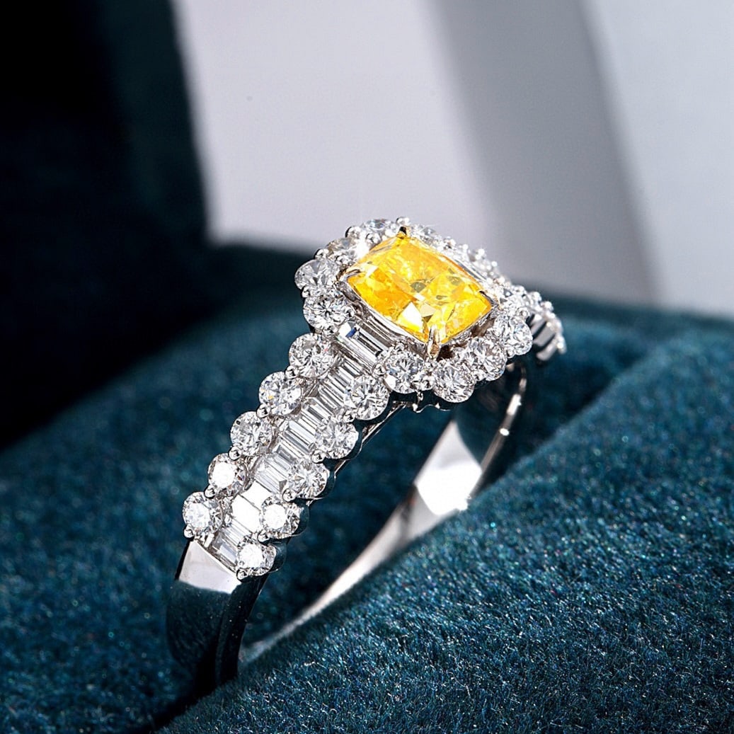 14k Gold 1.64 Ctw Natural Yellow Diamond & Diamond Ring - 2