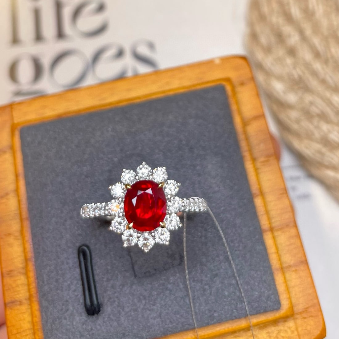 14k Gold 1.84 Ctw Natural Ruby & Diamond Ring: Ref:230938209 // gold content:14k gold // ring size:7. 25us // // main gemstone:ruby // shape:oval // carat weight:1. 11ct // color:pigeonblood red // treatment:natural // // adjacent gemstone 2 :