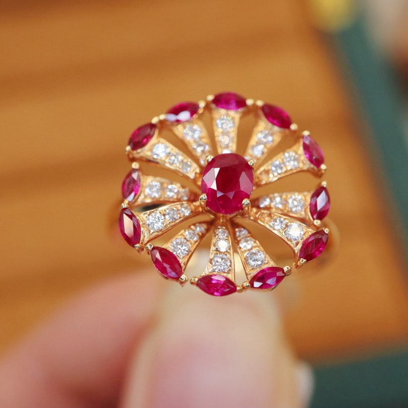 14k Gold 1.37 Ctw Natural Ruby & Diamond Ring - 3