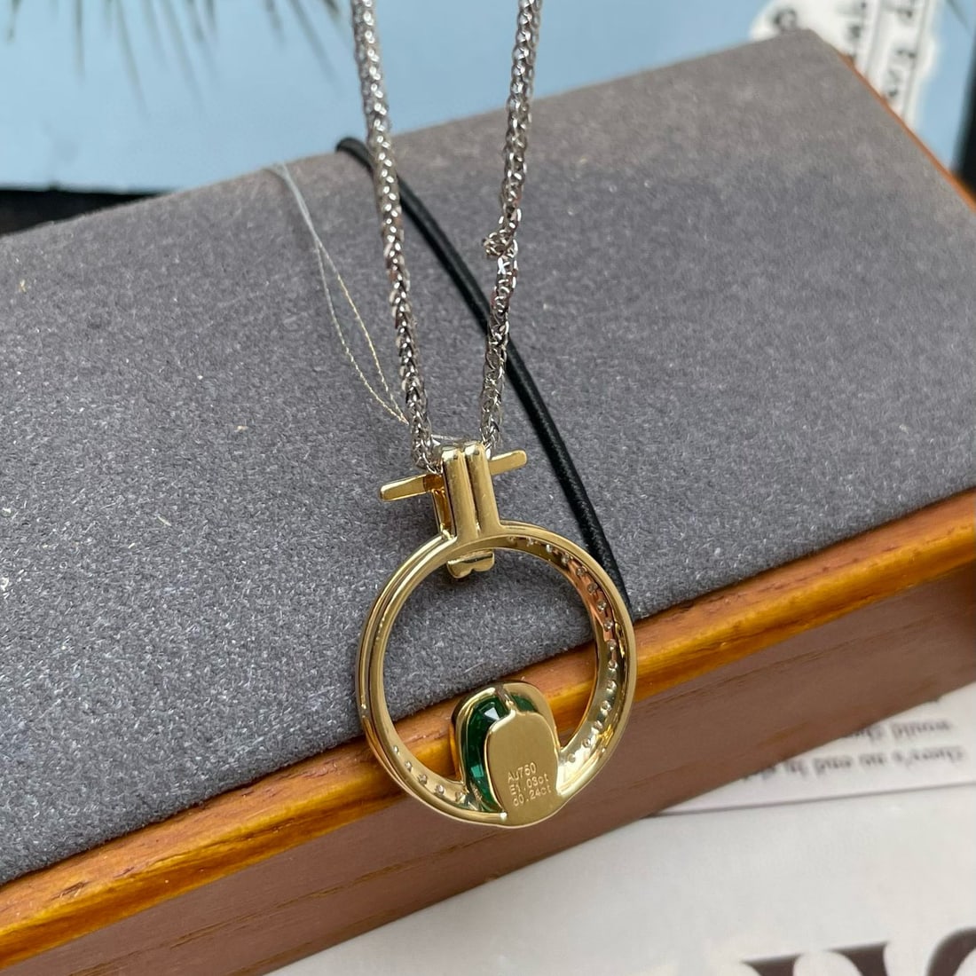 14k Gold 1.27 Ctw Vivid Green Natural Emerald & Diamond Pendant( Without Chain ) - 3