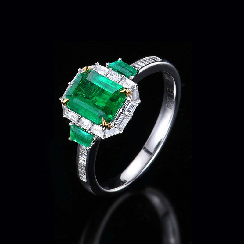 14k Gold 1.43 Ctw Vivid Green Natural Emerald & Diamond Ring - 4