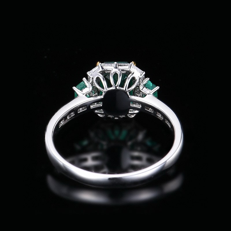 14k Gold 1.43 Ctw Vivid Green Natural Emerald & Diamond Ring - 5