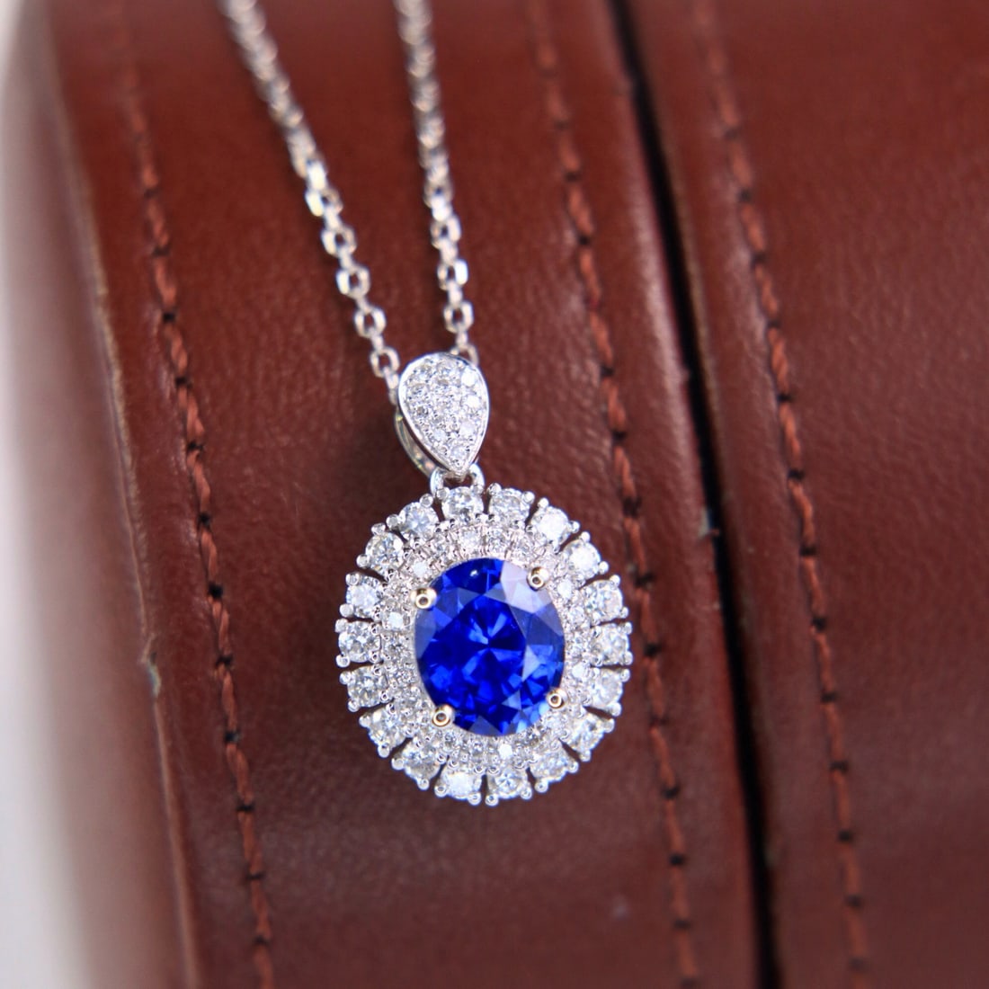14k Gold 1.45 Ctw Natural Sapphire & Diamond Pendant( Without Chain ): Ref:230938232 // gold content:14k gold // main gemstone:sapphire // shape:oval // carat weight:1. 11ct // color:royal blue // treatment:natural // // adjacent gemstone 2 : diamond // shape:round //