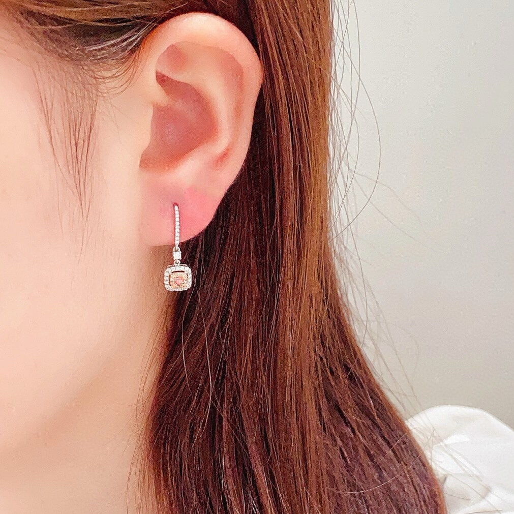 14k Gold 0.51 Ctw Natural Pink Diamond & Diamond Earrings - 4