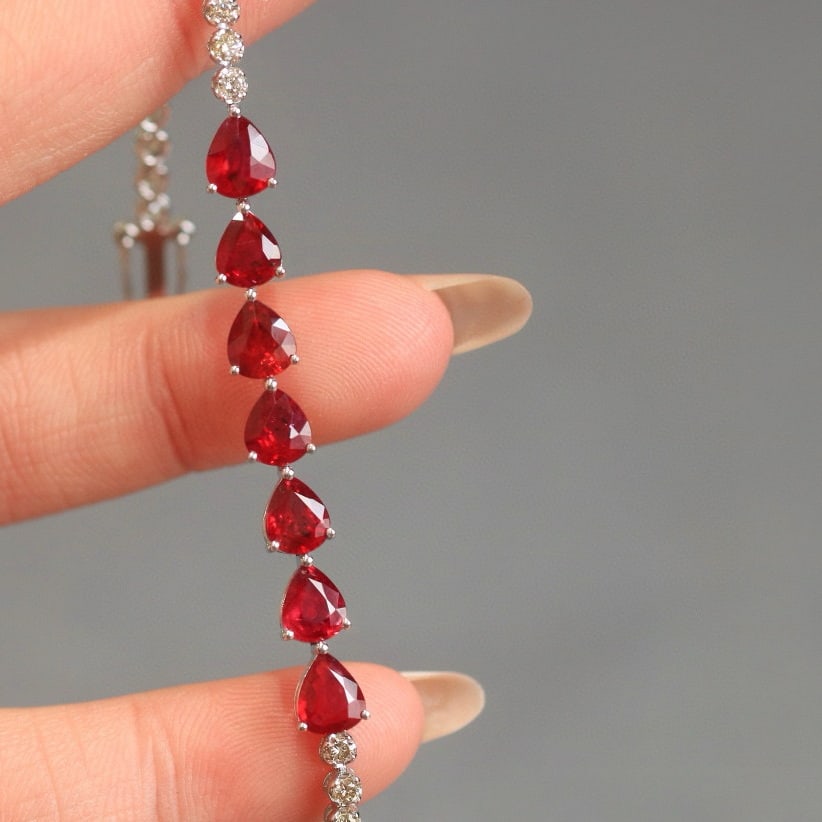 14k Gold 5.64 Ctw Natural Ruby & Diamond Bracelet - 5