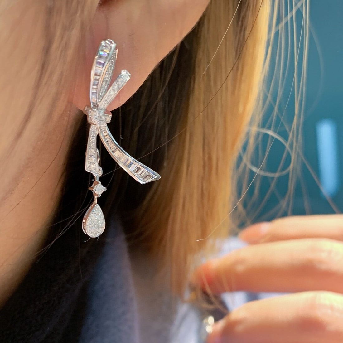 14k Gold 0.8 Ct Natural H Diamond Earrings - 7