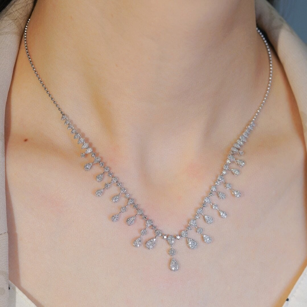 14k Gold 2.05 Ct Natural H Diamond Necklace - 2