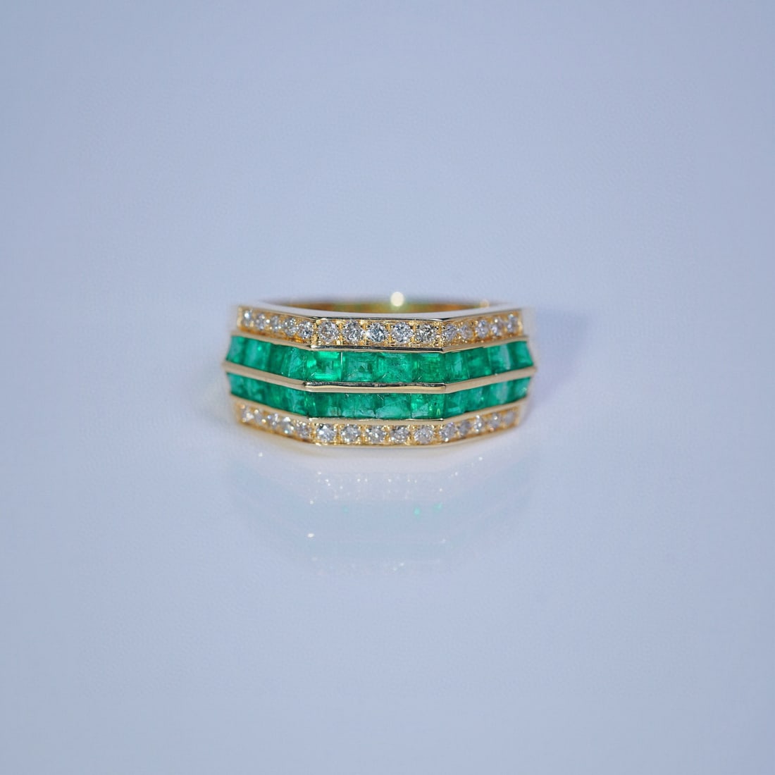14k Gold 1.28 Ctw Vivid Green Natural Emerald & Diamond Ring (1 of 4)