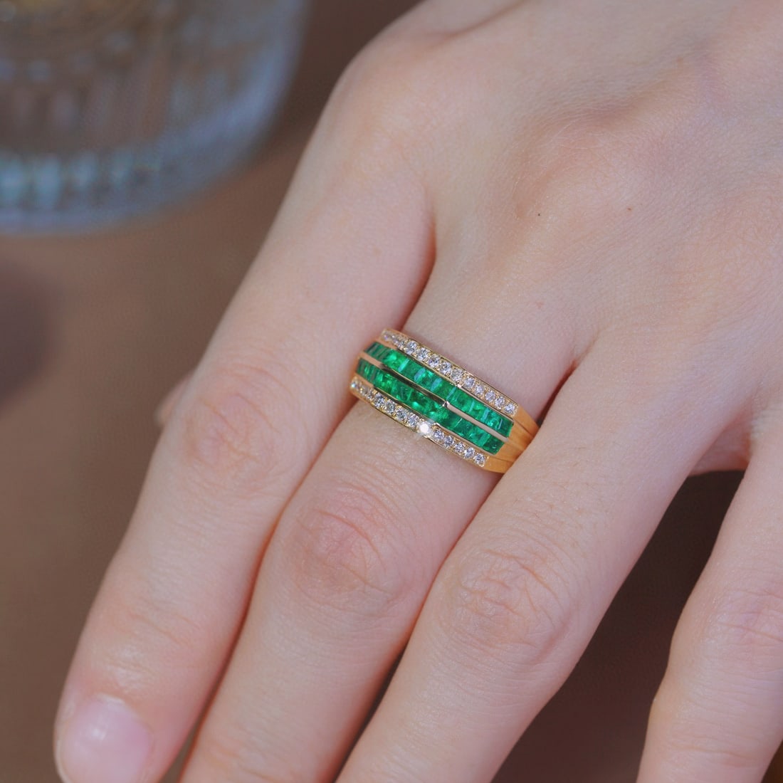 14k Gold 1.28 Ctw Vivid Green Natural Emerald & Diamond Ring - 2