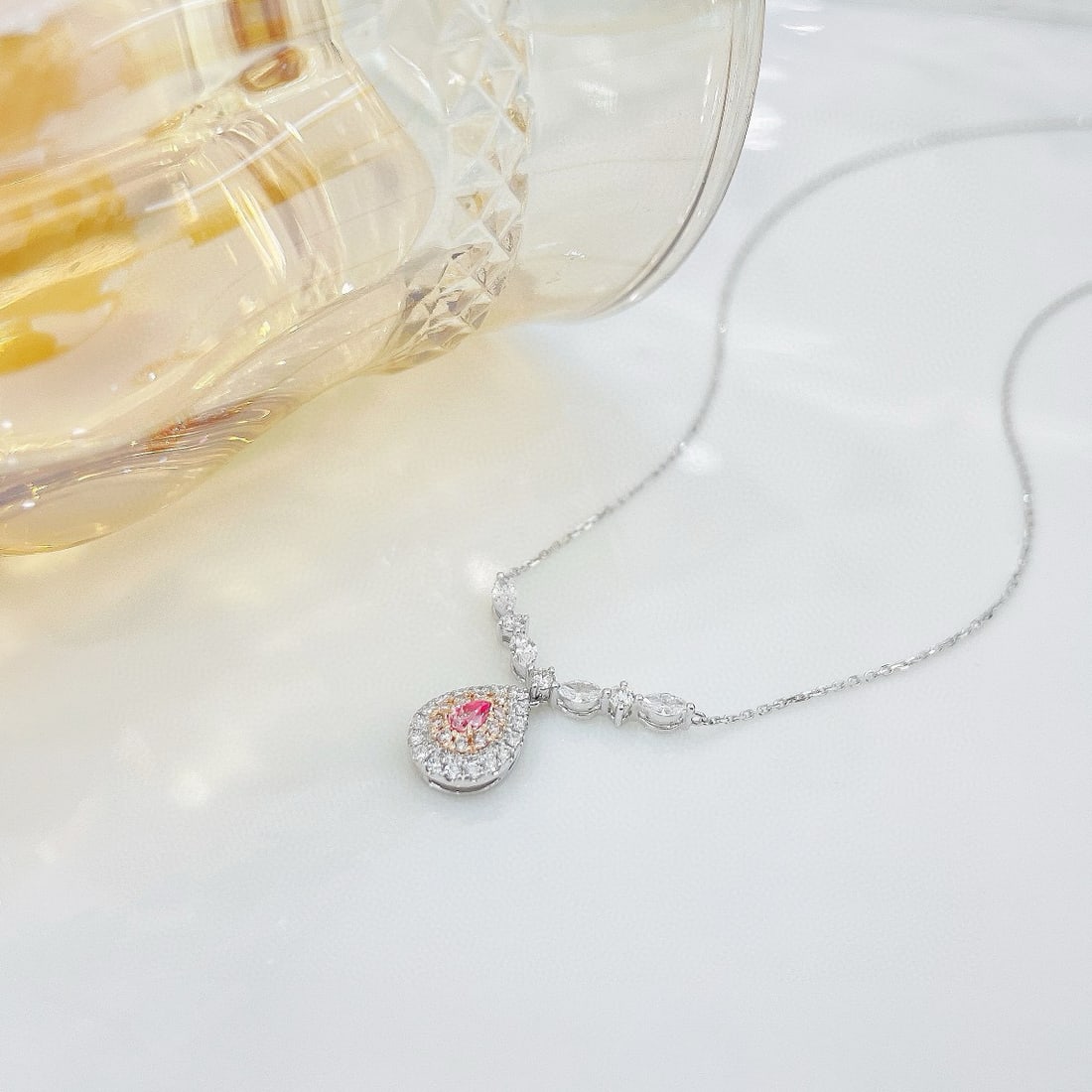 14k Gold 0.59 Ctw Natural Pink Diamond & Diamond Necklace - 4