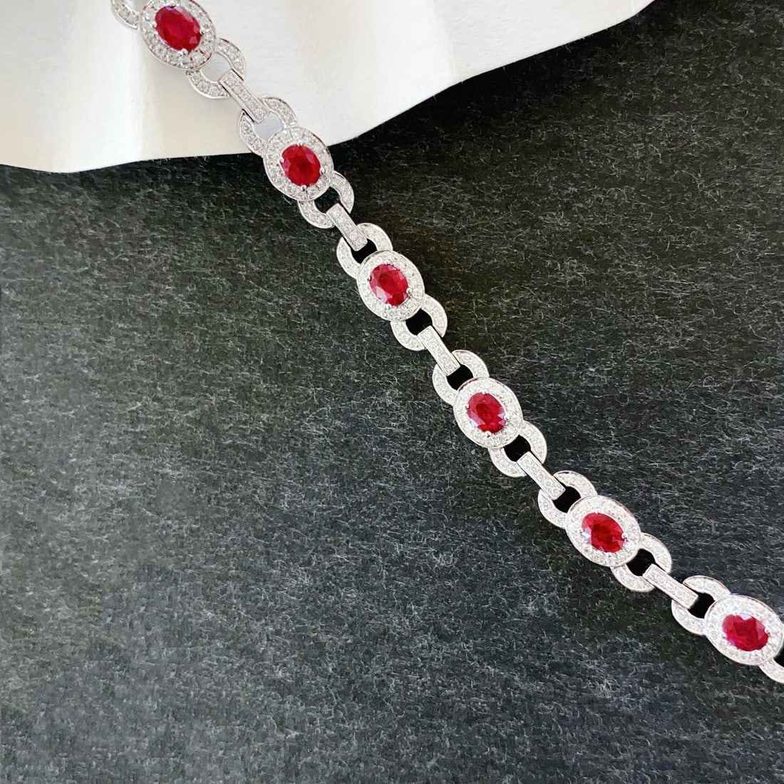 14k Gold 3.58 Ctw Natural Ruby & Diamond Bracelet - 3