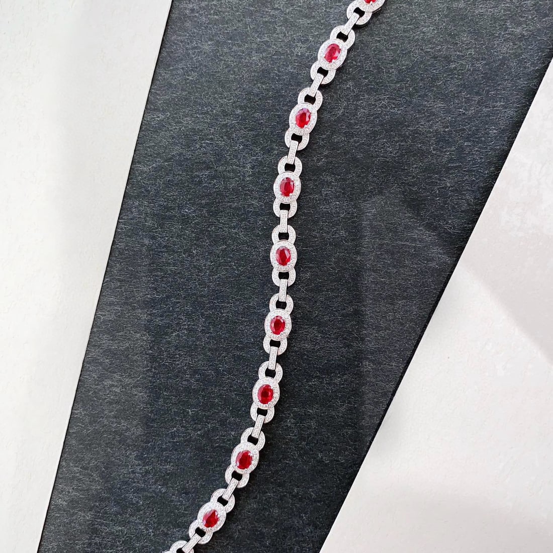 14k Gold 3.58 Ctw Natural Ruby & Diamond Bracelet - 4