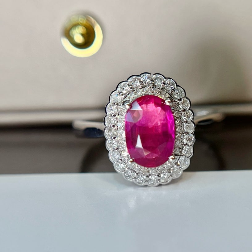 14k Gold 1.25 Ct Natural Ruby & Diamond Ring: Ref:230938285 // gold content:14k gold // ring size:7. 25us // // main gemstone:ruby // shape:oval // carat weight:1. 25ct // color:red // treatment:natural // // adjacent gemstone 2 : diamond // numb