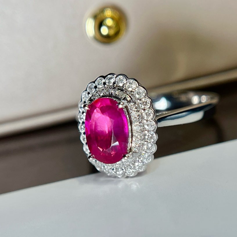 14k Gold 1.25 Ct Natural Ruby & Diamond Ring - 6