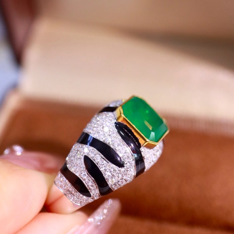 14k Gold 3.32 Ctw Vivid Green Natural Emerald & Diamond Ring - 8