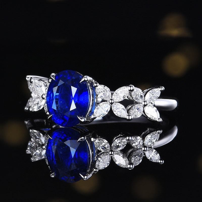 14k Gold 2.53 Ctw Natural Sapphire & Diamond Ring - 2