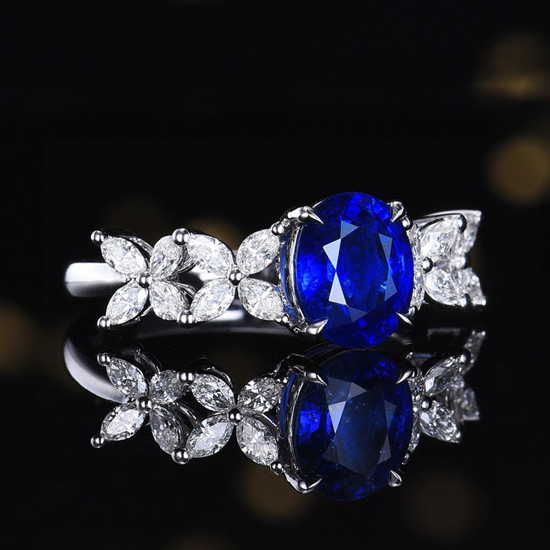 14k Gold 2.53 Ctw Natural Sapphire & Diamond Ring - 3