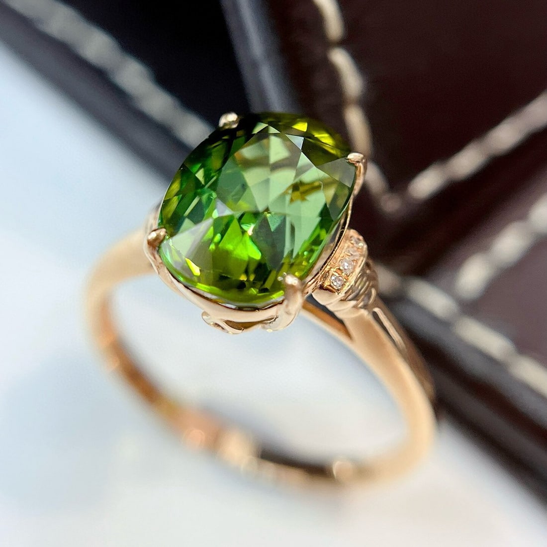 14k Gold 4.35 Ct Natural Tourmaline & Diamond Ring - 2