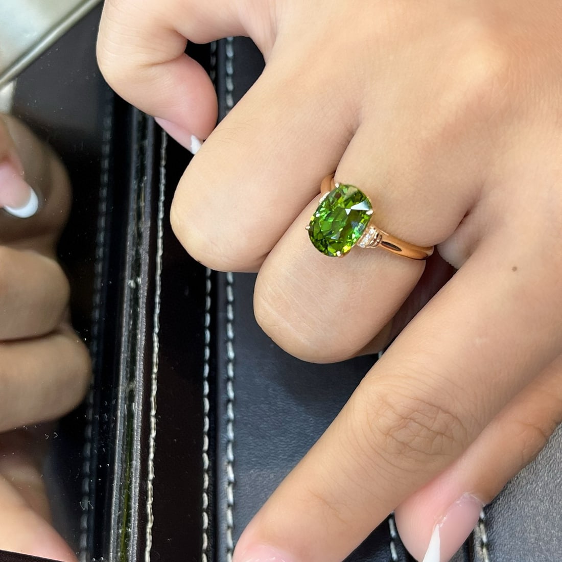 14k Gold 4.35 Ct Natural Tourmaline & Diamond Ring - 6