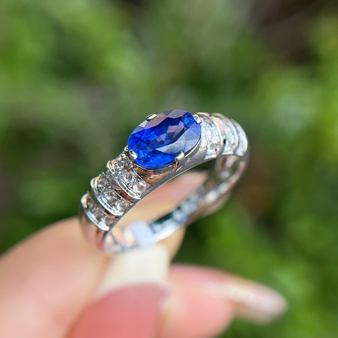 14k Gold 1.60 Ctw Natural Sapphire & Diamond Ring - 5