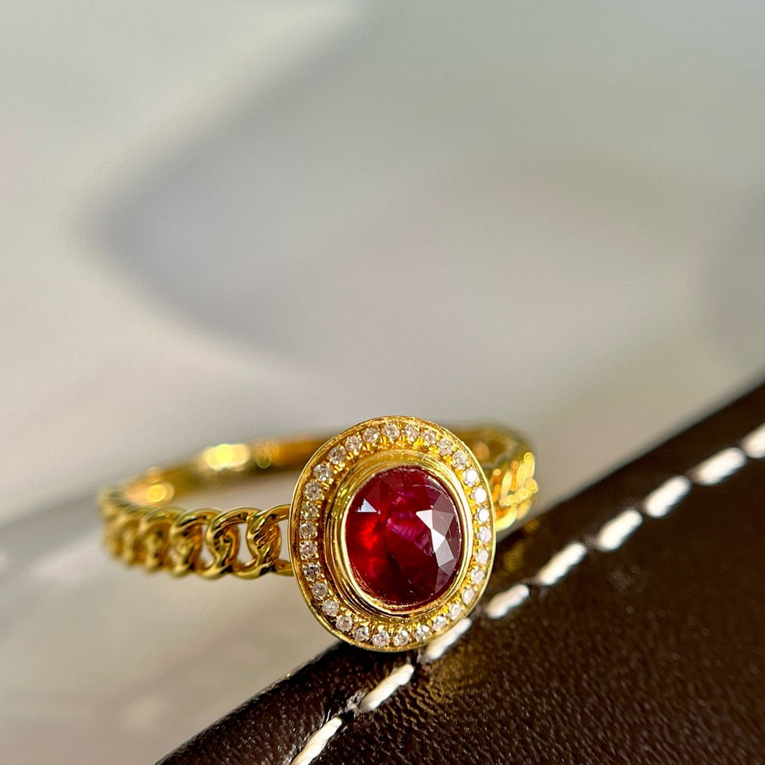 14k Gold 0.65 Ct Natural Ruby & Diamond Ring - 2