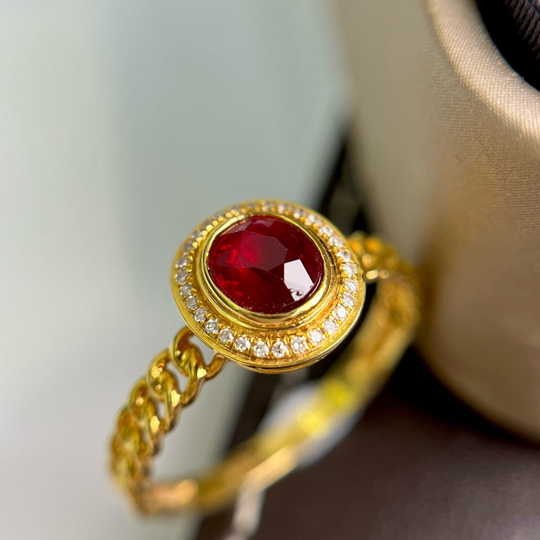 14k Gold 0.65 Ct Natural Ruby & Diamond Ring - 4