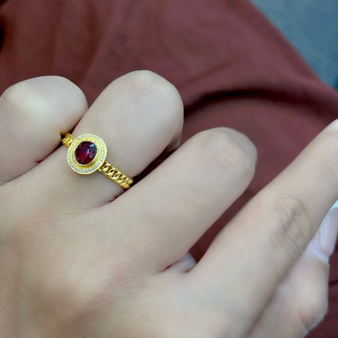 14k Gold 0.65 Ct Natural Ruby & Diamond Ring - 5