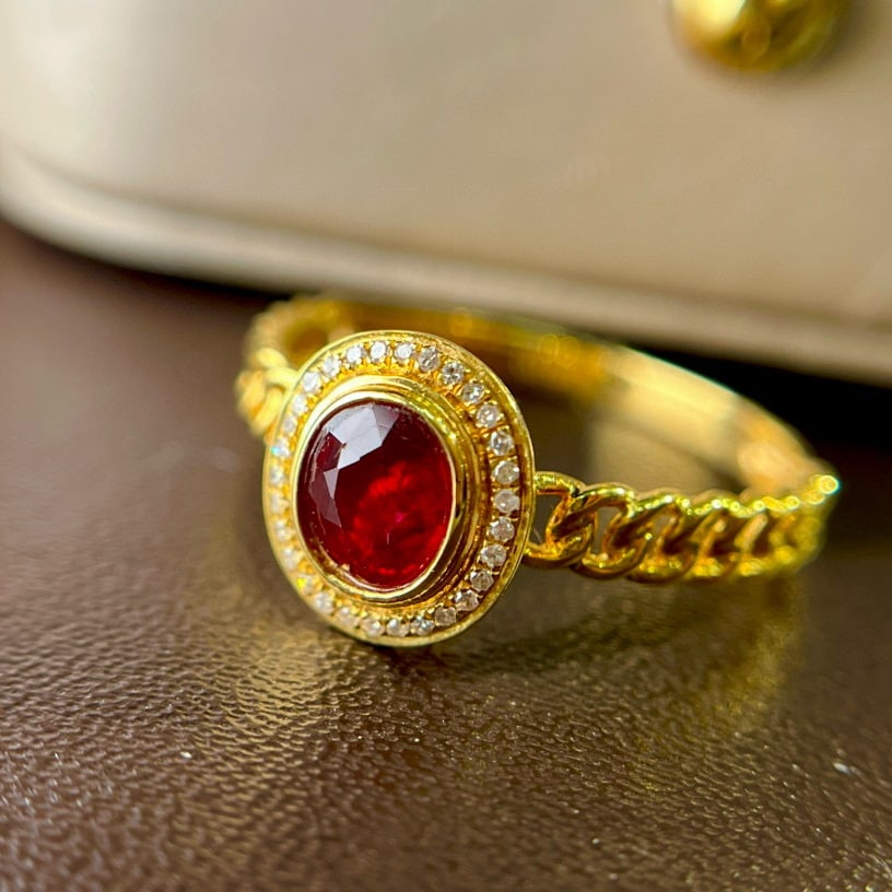 14k Gold 0.65 Ct Natural Ruby & Diamond Ring - 6