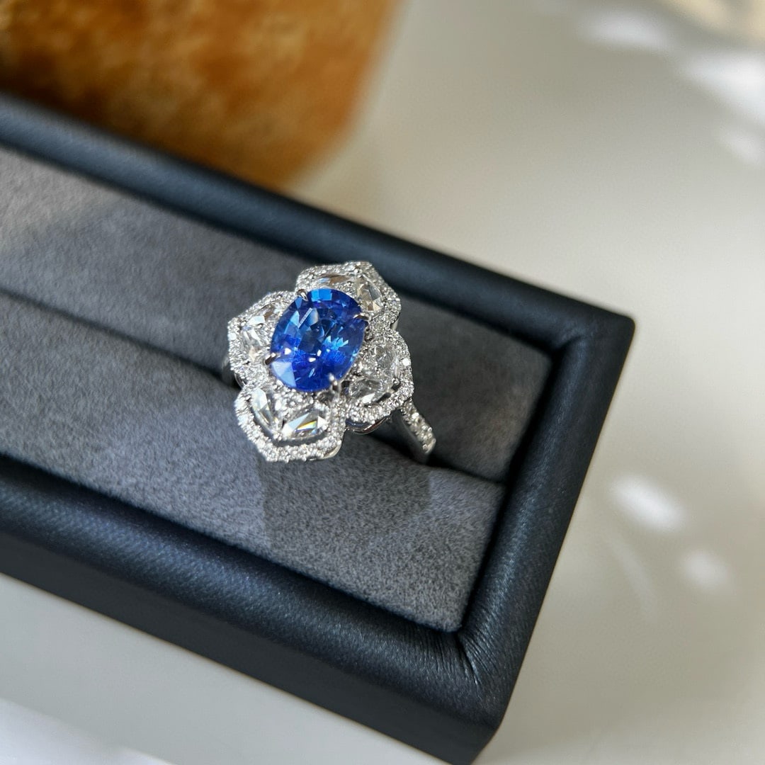 14k Gold 2.94 Ctw Natural Sapphire & Diamond Ring - 2