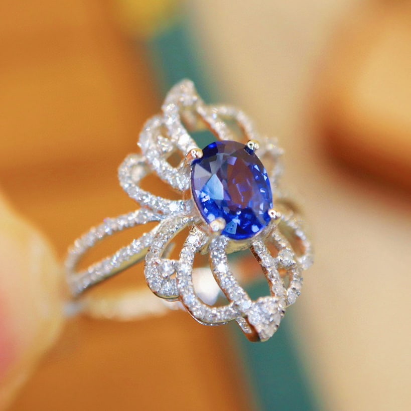 14k Gold 1.64 Ctw Natural Sapphire & Diamond Ring - 2