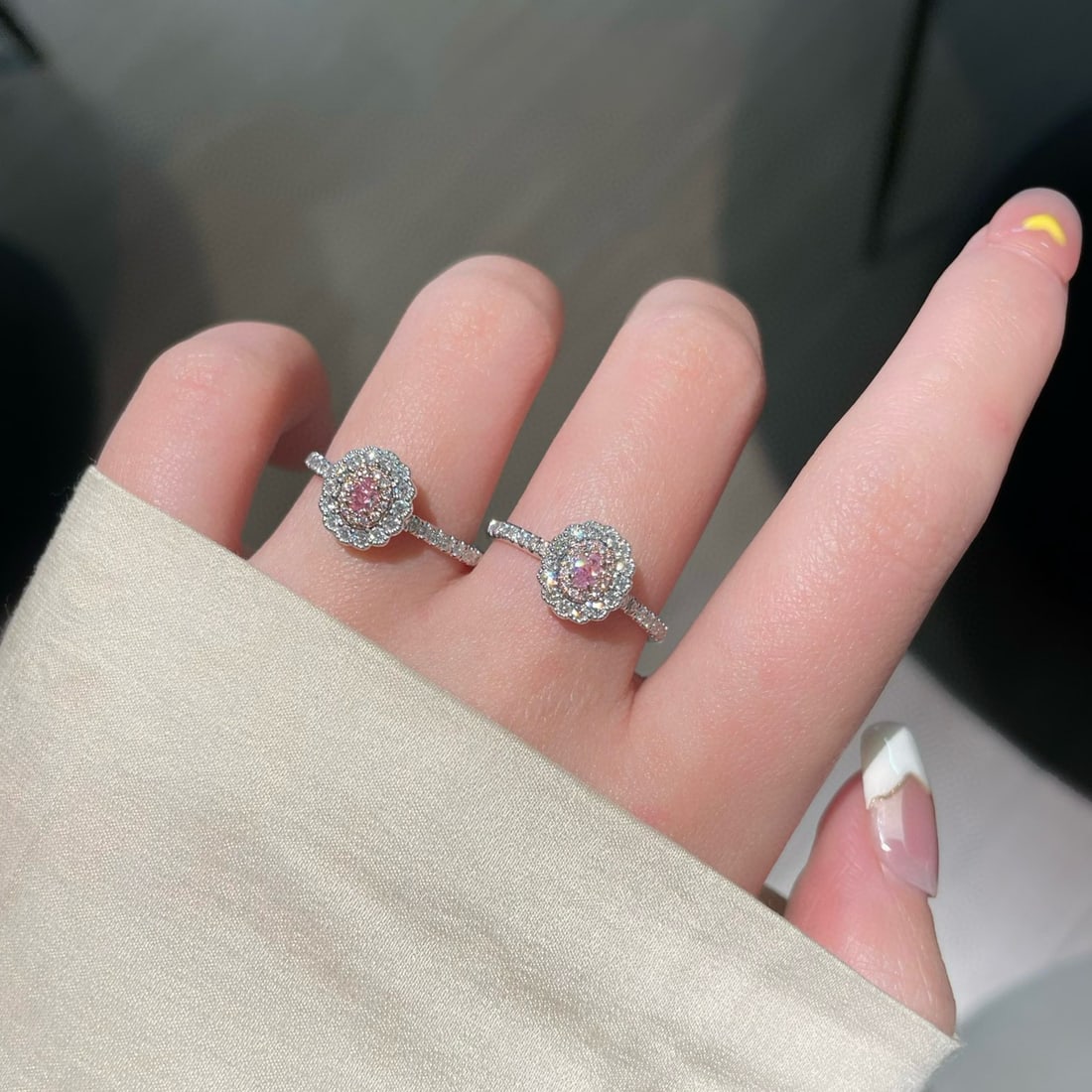 14k Gold 0.34 Ctw Natural Pink Diamond & Diamond Ring - 5