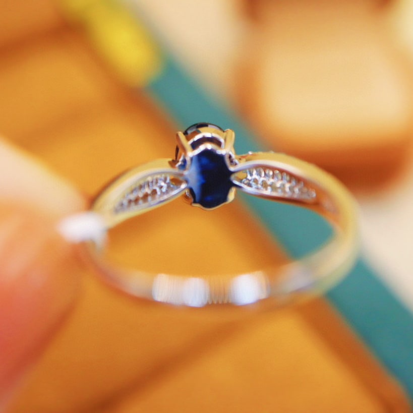 14k Gold 1.30 Ctw Natural Sapphire & Diamond Ring - 4