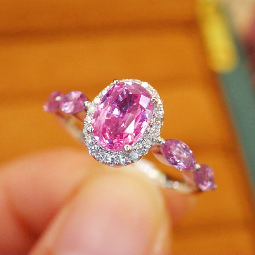 14k Gold 1.75 Ctw Natural Padparadscha Sapphire & Diamond Ring - 2