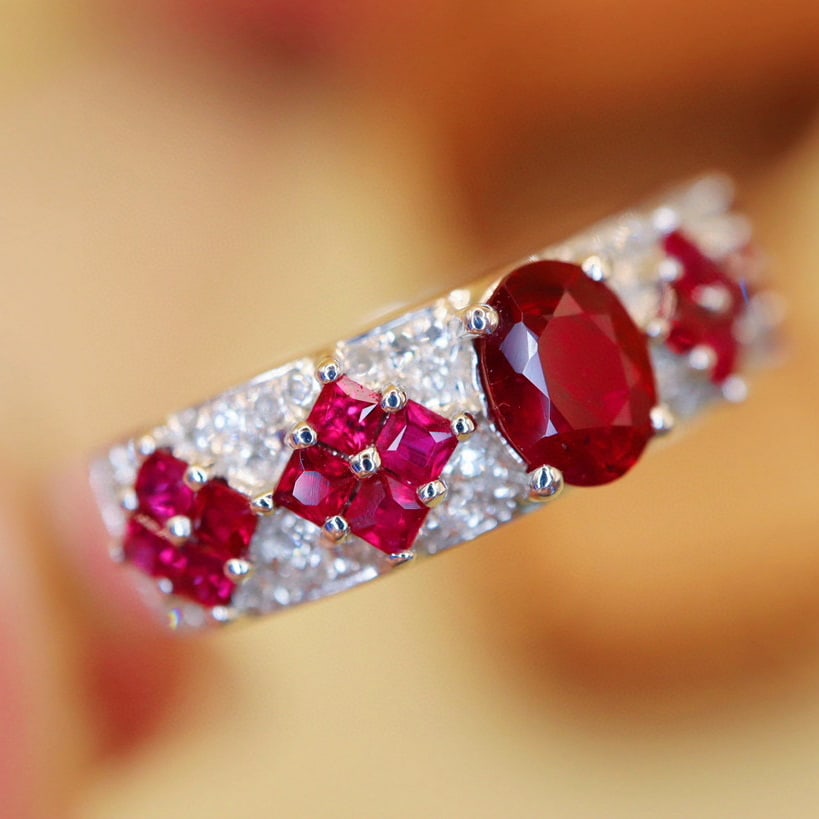 14k Gold 1.16 Ctw Natural Ruby & Diamond Ring - 2