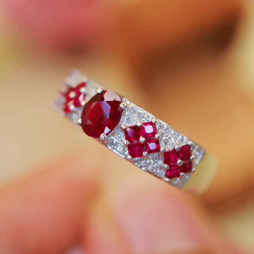 14k Gold 1.16 Ctw Natural Ruby & Diamond Ring - 3