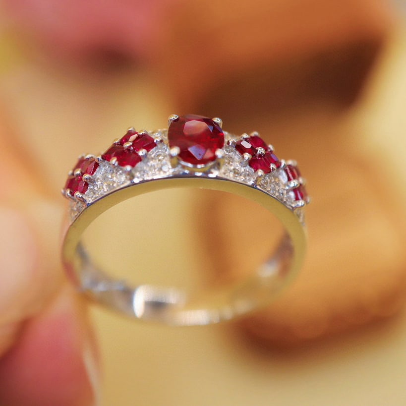 14k Gold 1.16 Ctw Natural Ruby & Diamond Ring - 4