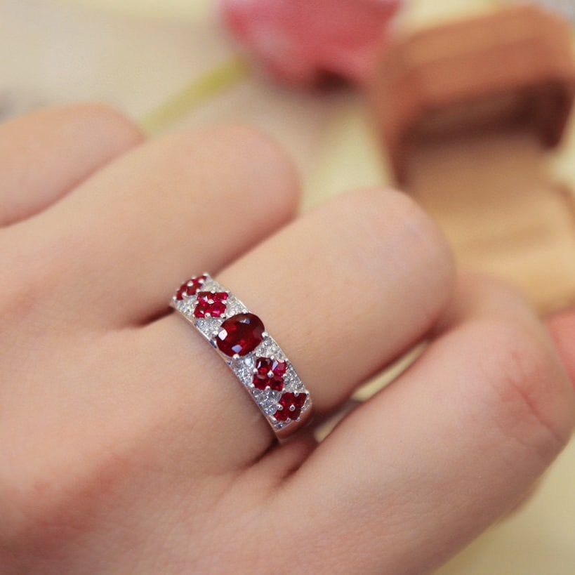 14k Gold 1.16 Ctw Natural Ruby & Diamond Ring - 5