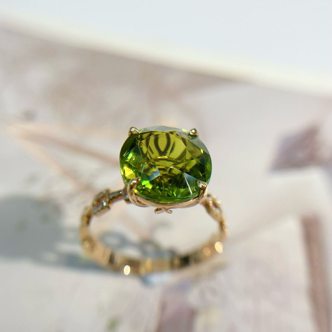 14k Gold 5.40 Ct Natural Tourmaline & Diamond Ring - 4