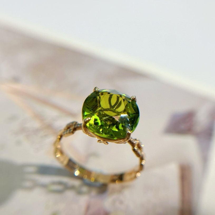 14k Gold 5.40 Ct Natural Tourmaline & Diamond Ring - 6