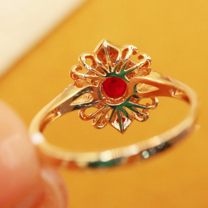 14k Gold 0.72 Ctw Natural Ruby & Diamond Ring - 5