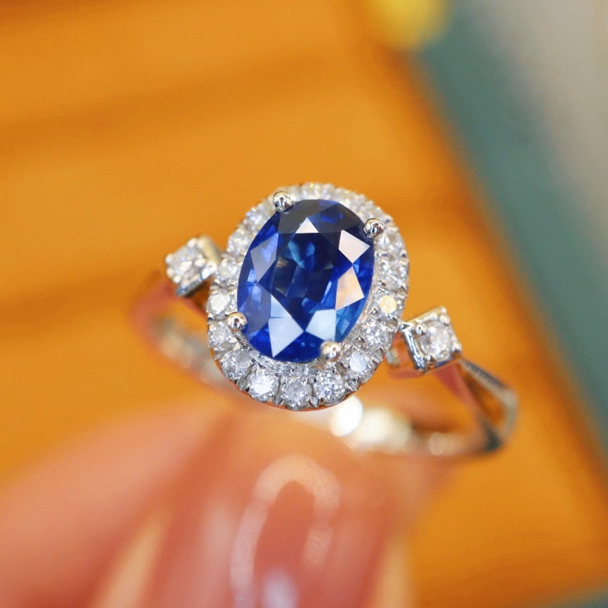 14k Gold 1.07 Ctw Natural Sapphire & Diamond Ring - 2