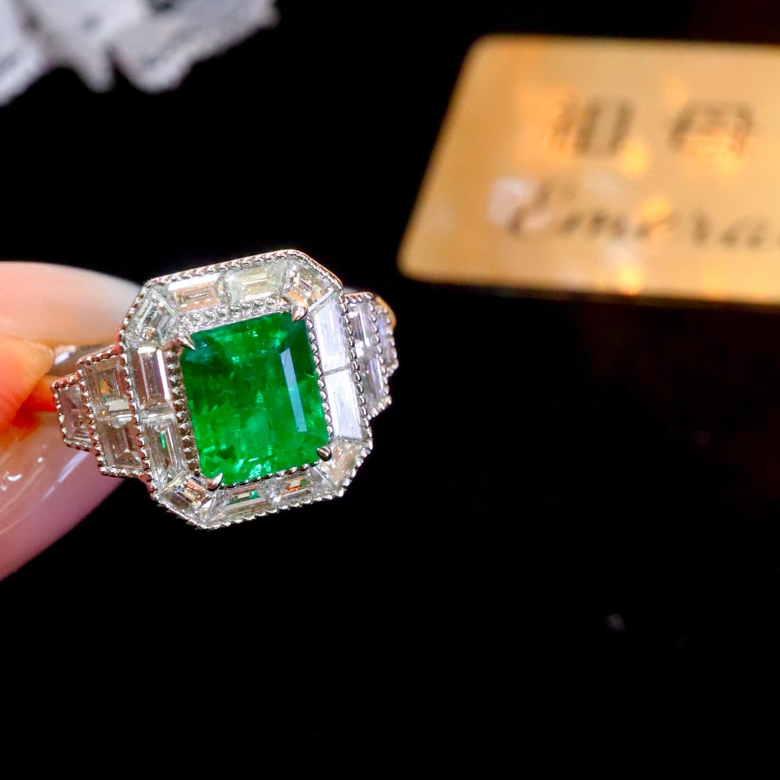 14k Gold 2.48 Ctw Vivid Green Natural Emerald & Diamond Ring - 2