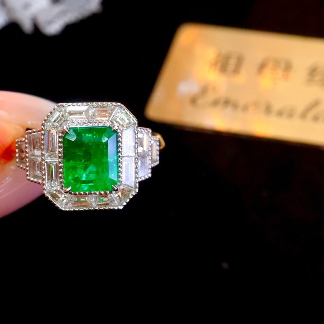 14k Gold 2.48 Ctw Vivid Green Natural Emerald & Diamond Ring - 5