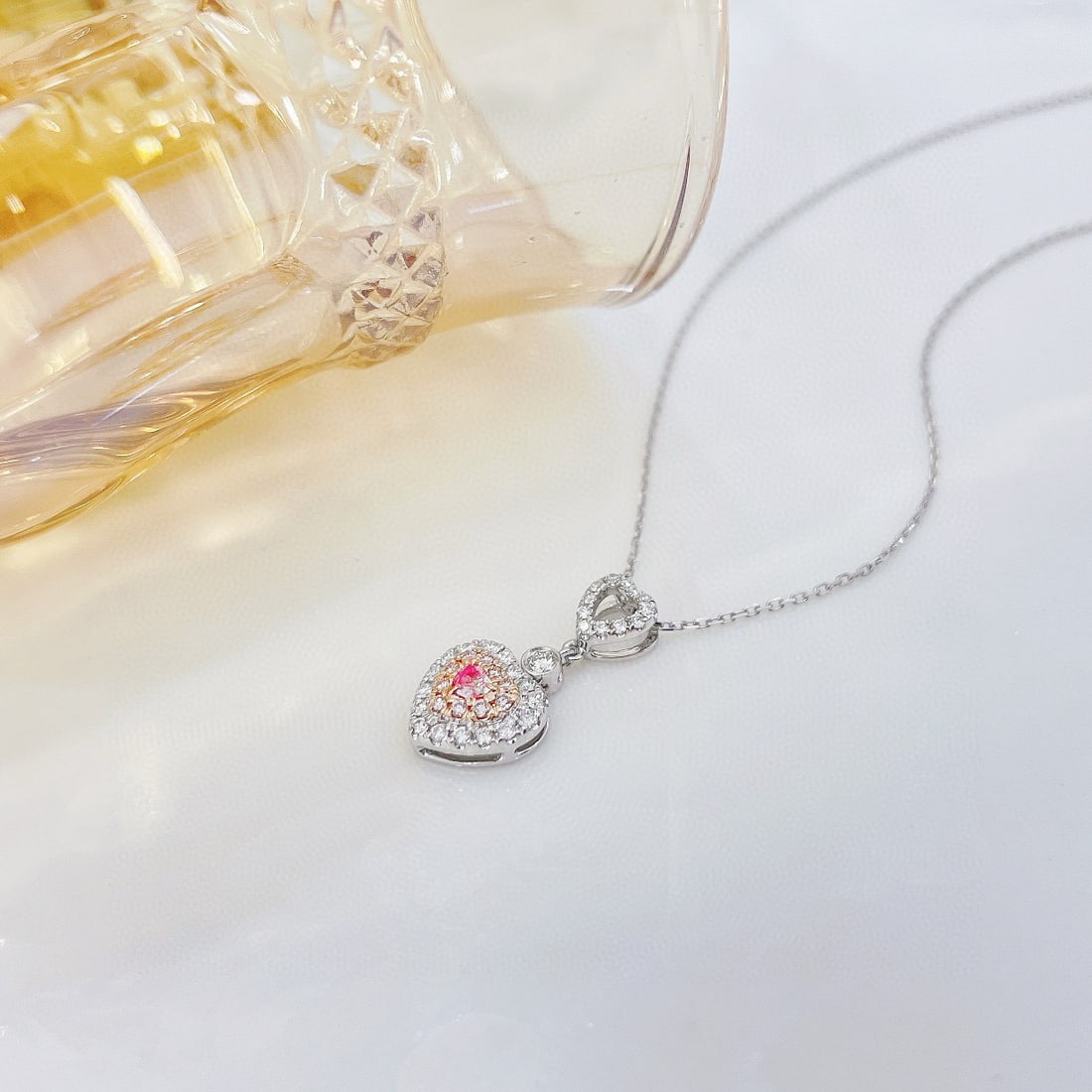 14k Gold 0.35 Ctw Natural Pink Diamond & Diamond Necklace - 4