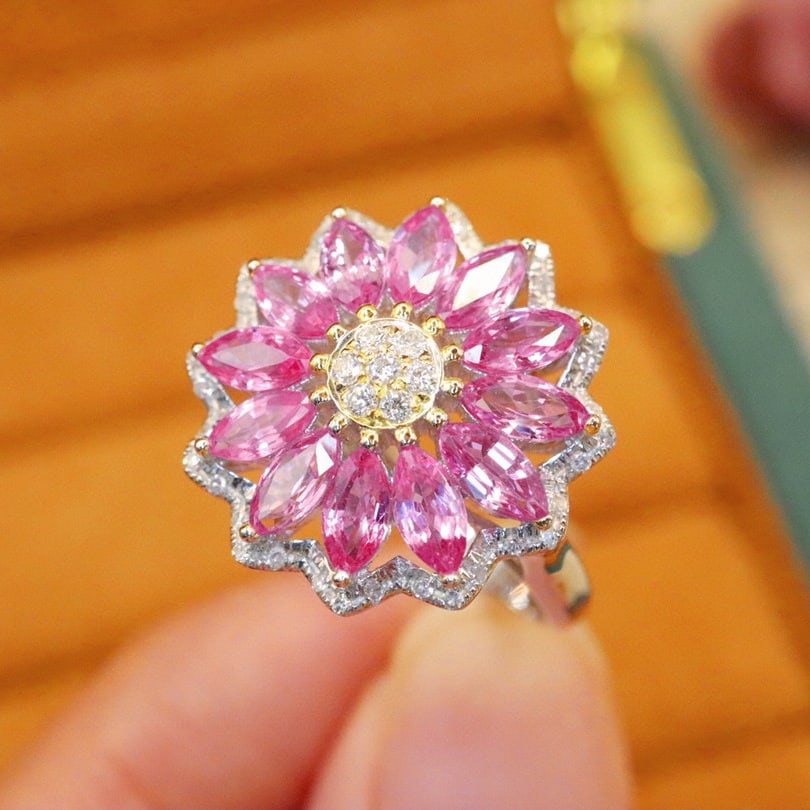 14k Gold 2.58 Ctw Natural Sapphire & Diamond Ring - 2