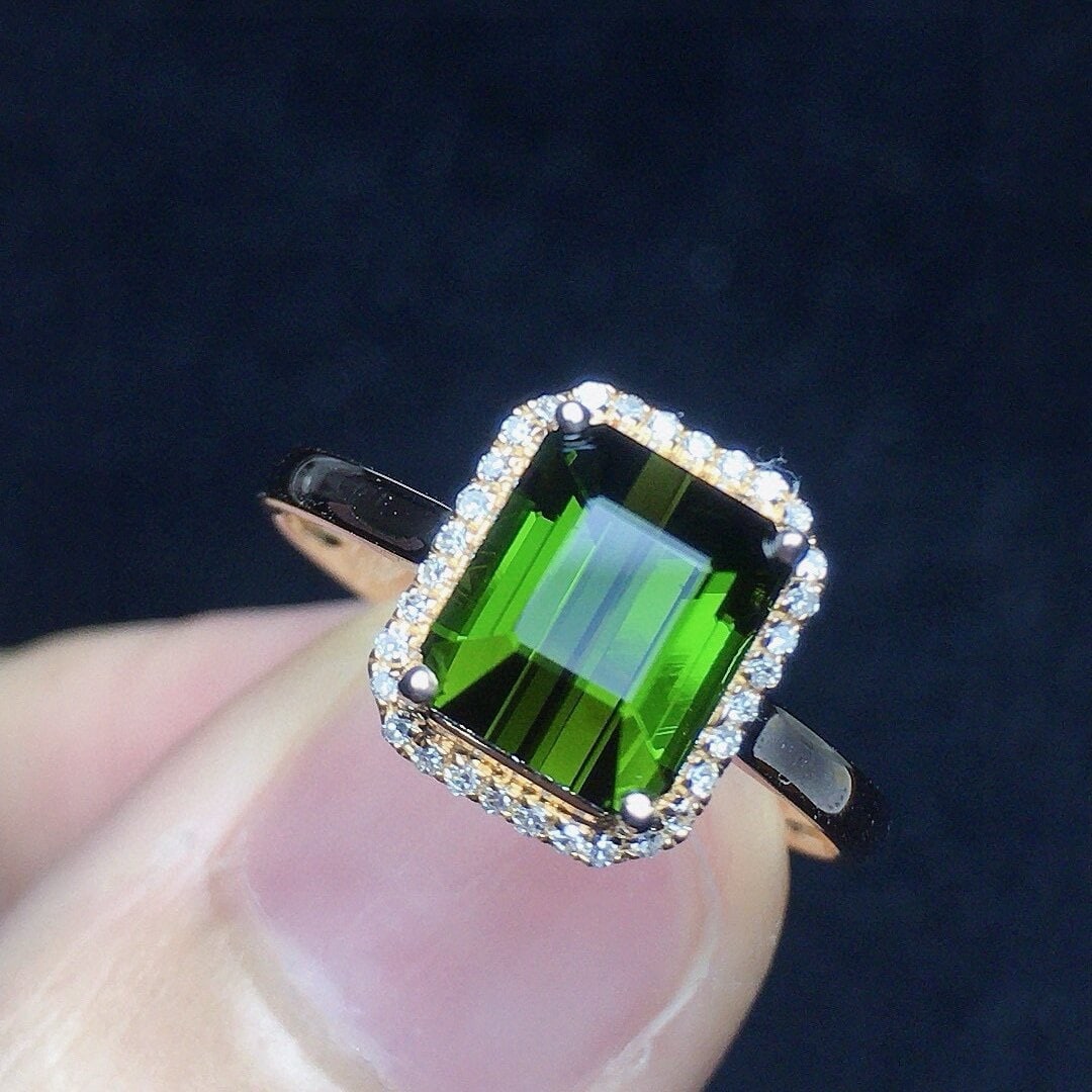 14k Gold 1.74 Ct Natural Tourmaline & Diamond Ring - 3