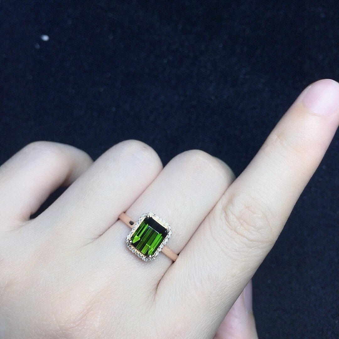 14k Gold 1.74 Ct Natural Tourmaline & Diamond Ring - 4