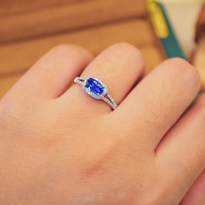 14k Gold 1.27 Ctw Natural Sapphire & Diamond Ring - 5