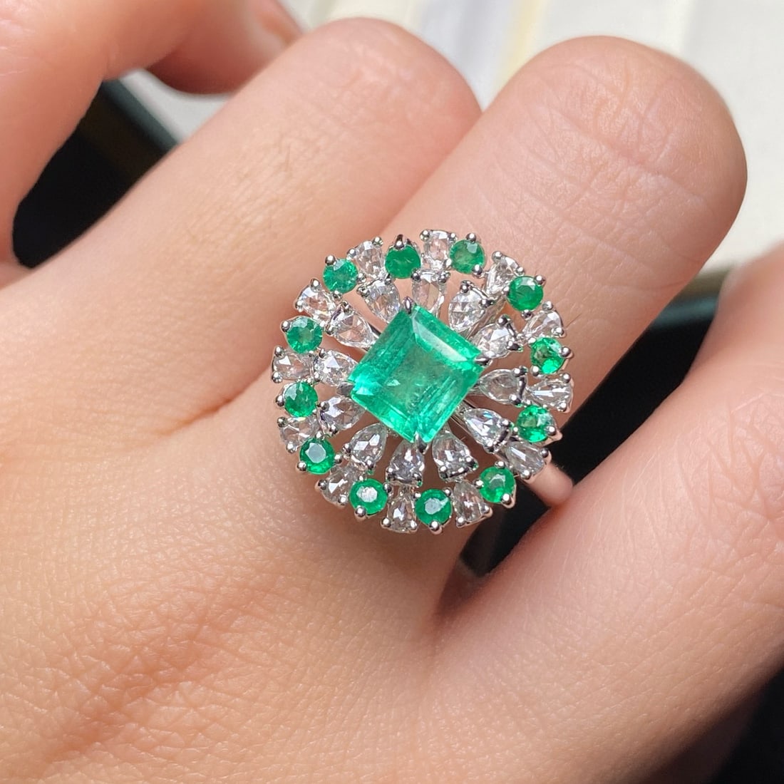 14k Gold 1.91 Ctw Natural Emerald & Diamond Ring/pendant( Without Chain ) - 4